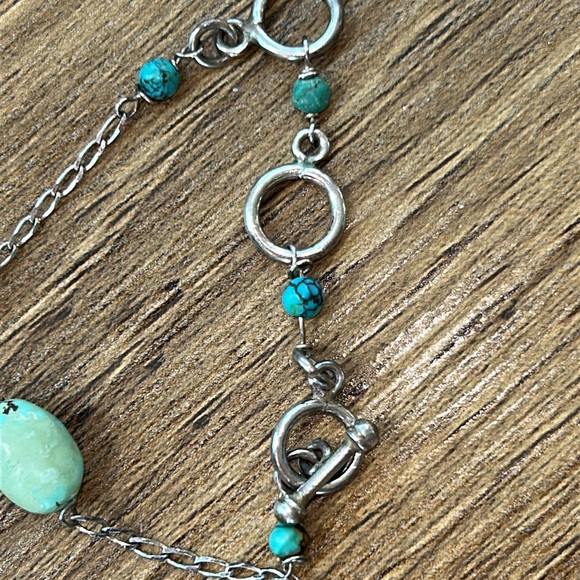 Boho Vintage silver turquoise statement 
Y necklace and earrings. - Picture 7 of 10